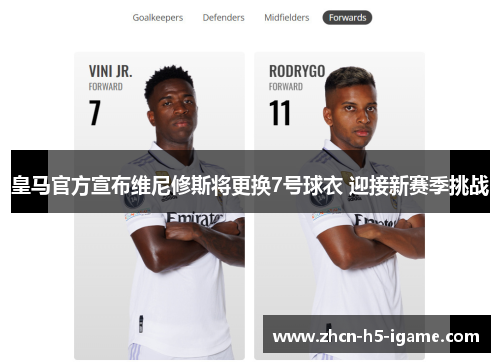 皇马官方宣布维尼修斯将更换7号球衣 迎接新赛季挑战 皇马官方宣布维尼修斯将更换7号球衣 迎接新赛季挑战